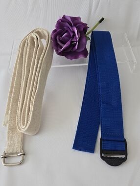 Cream Cotton Yoga/Pilates Strap + Blue Yoga Mat Carry Strap – NWOT
